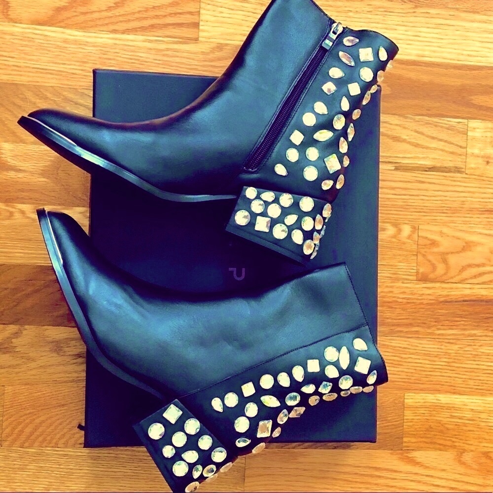Brand new genuine leather gem booties